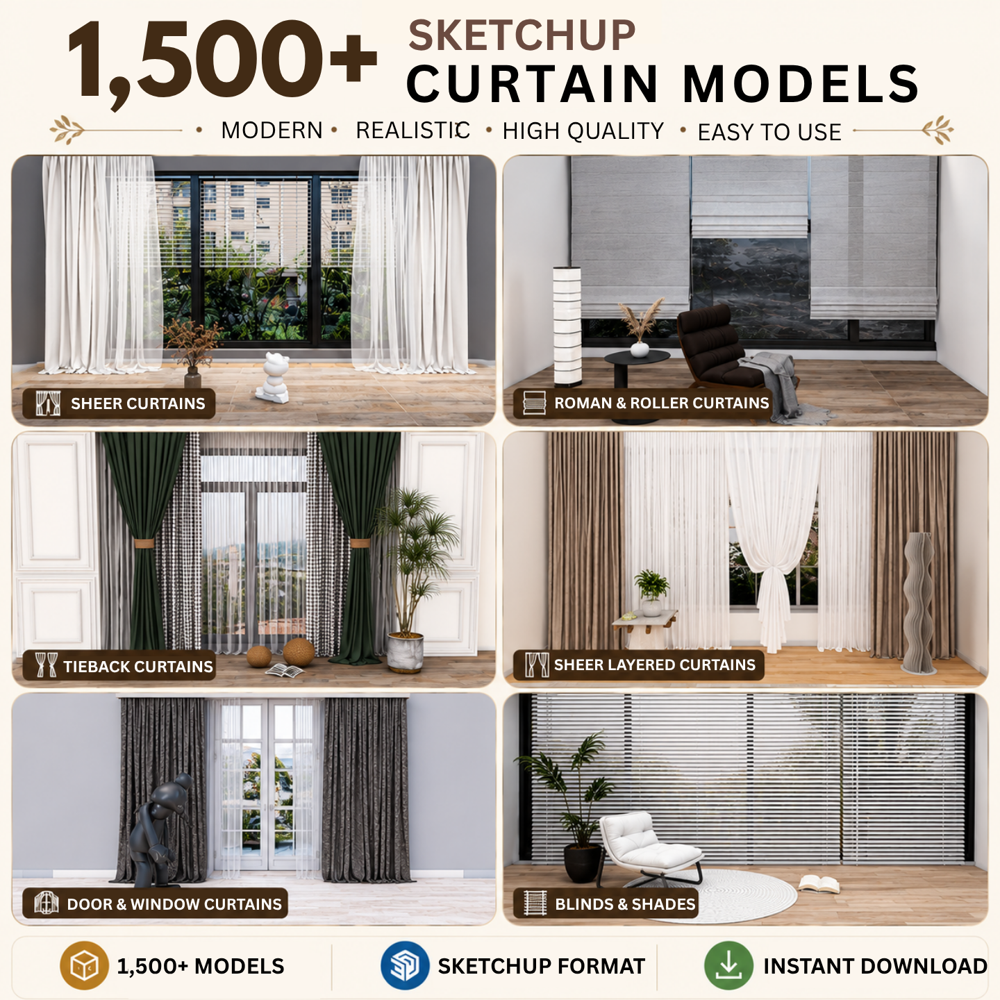 1,500+ SketchUp Curtain Models