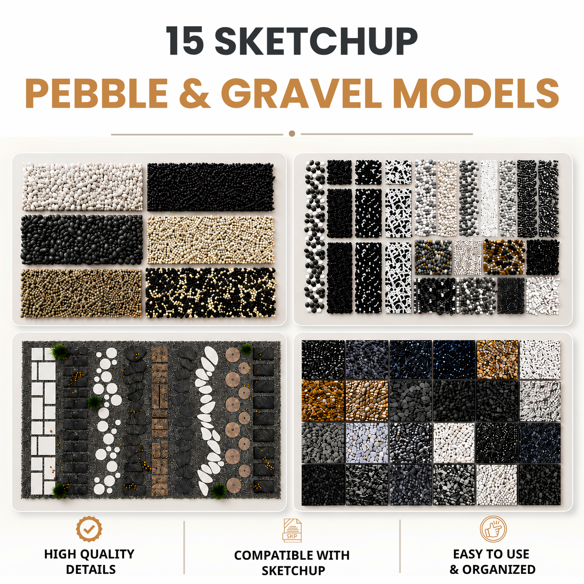 15 SketchUp Pebble & Gravel Models