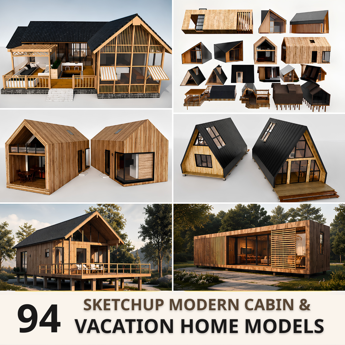 94 SketchUp Modern Cabin & Vacation Home Models
