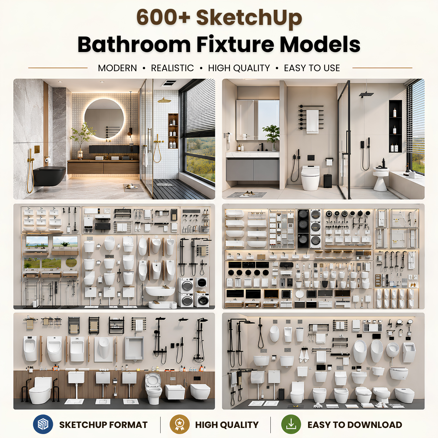 600+ SketchUp Bathroom Fixture Models