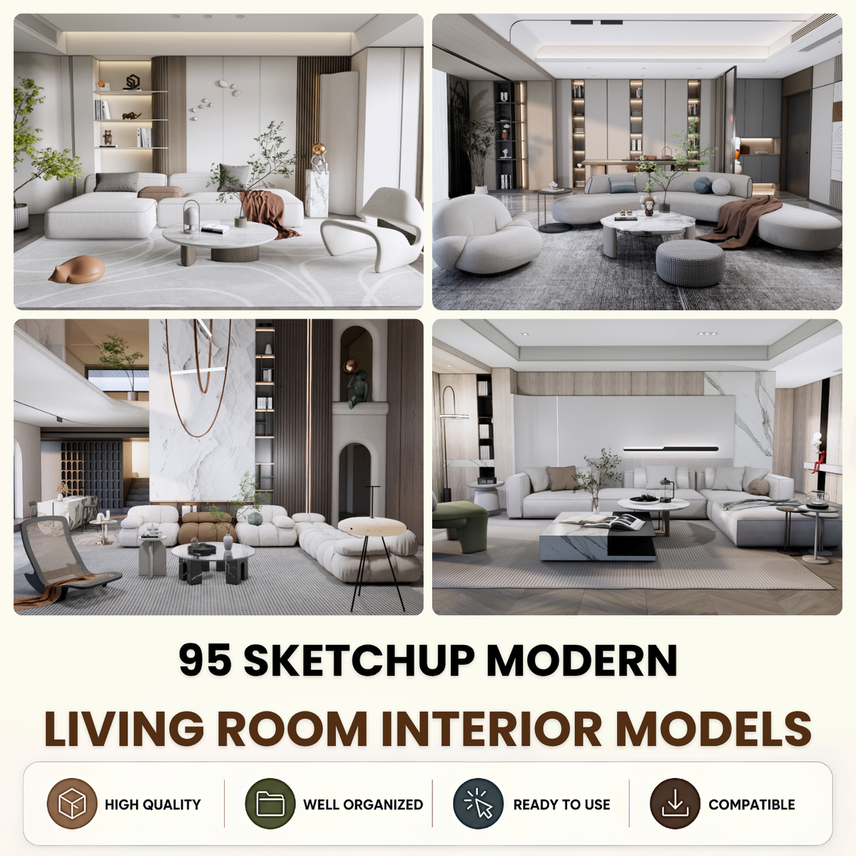 95 SketchUp Modern Living Room Interior Models