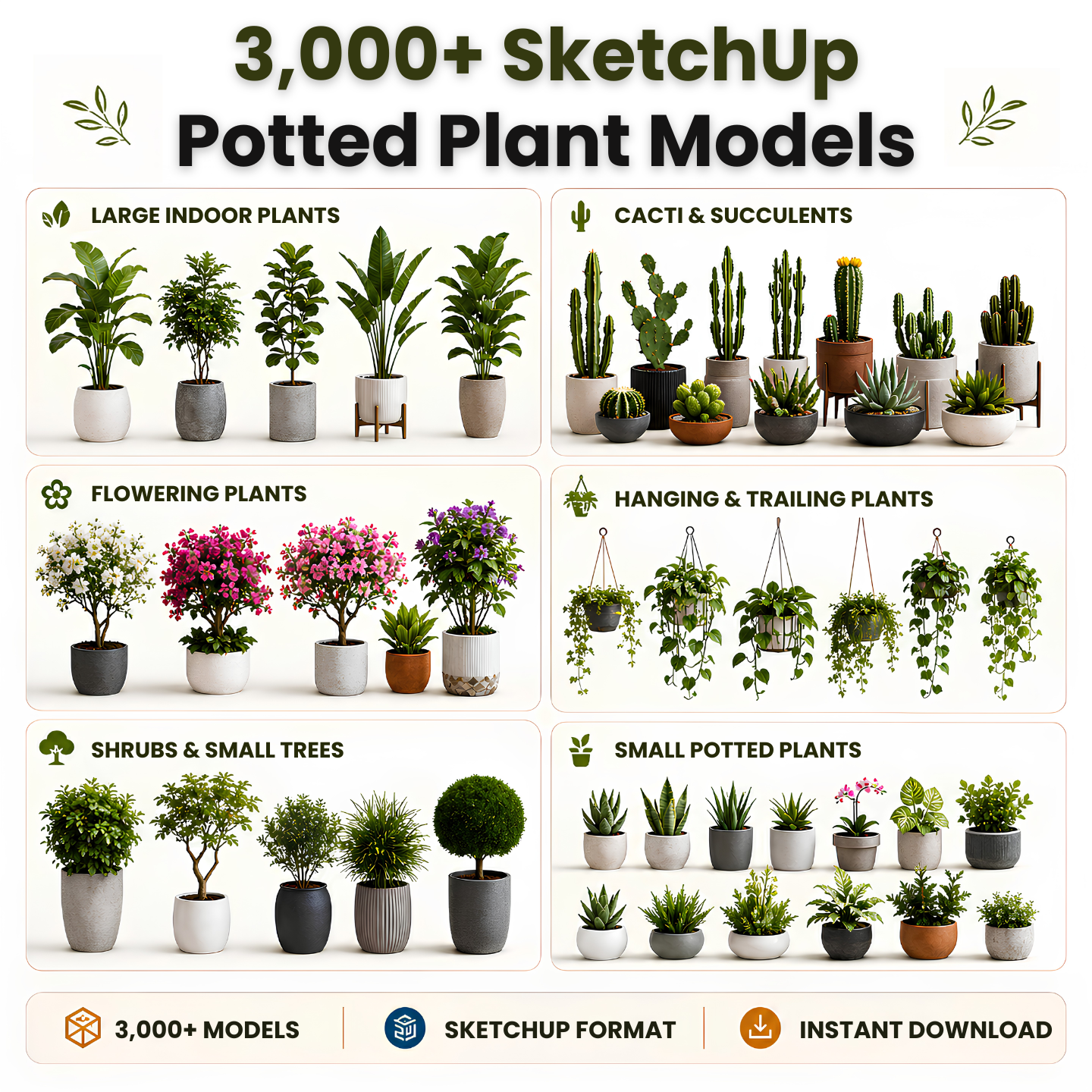 3,000+ SketchUp Potted Plant Models