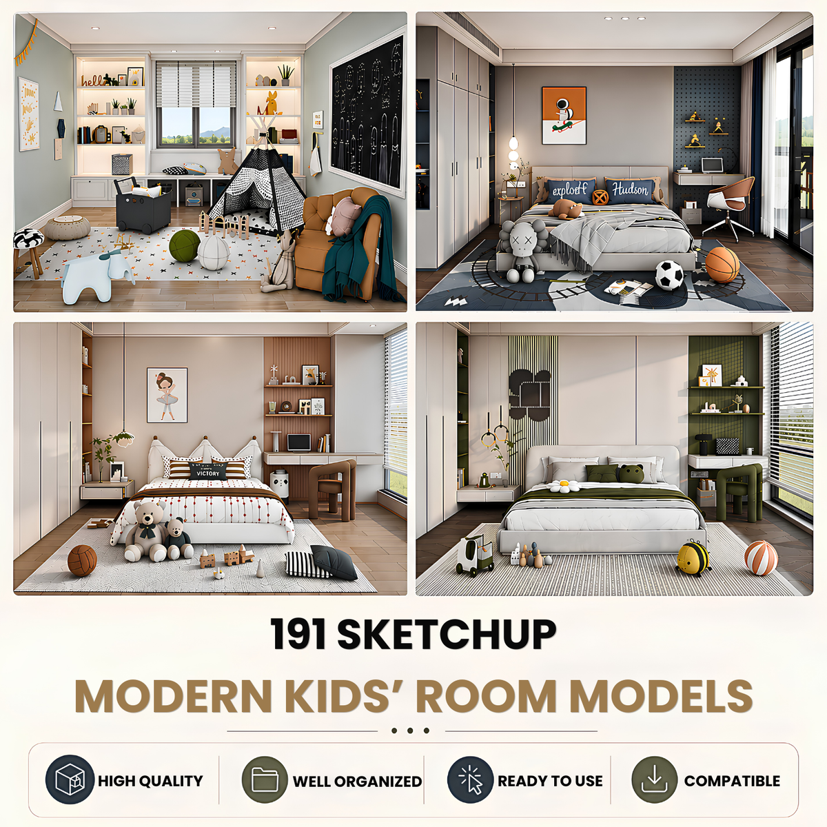 191 SketchUp Kids' Room Models