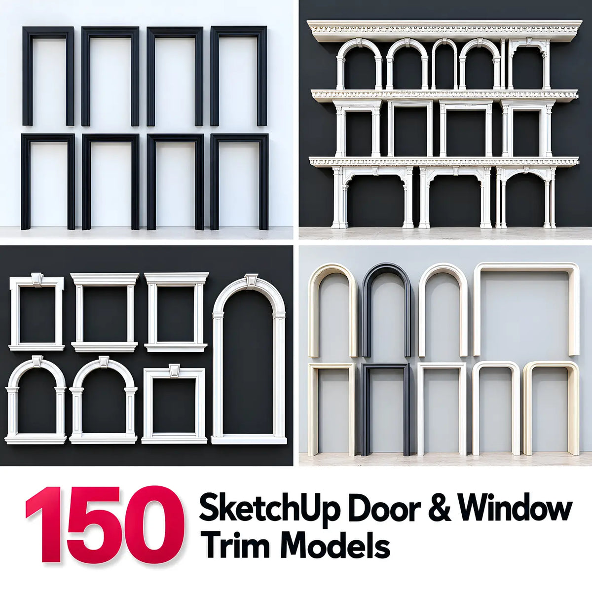 150 SketchUp Door & Window Trim Models