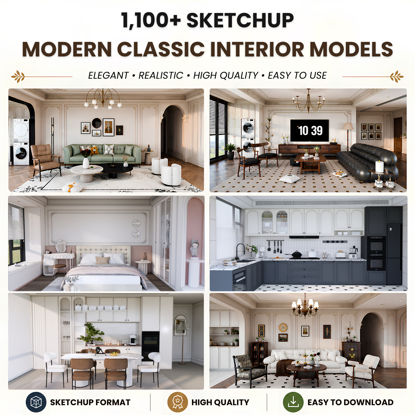 1,100+ SketchUp Modern Classic Interior Models