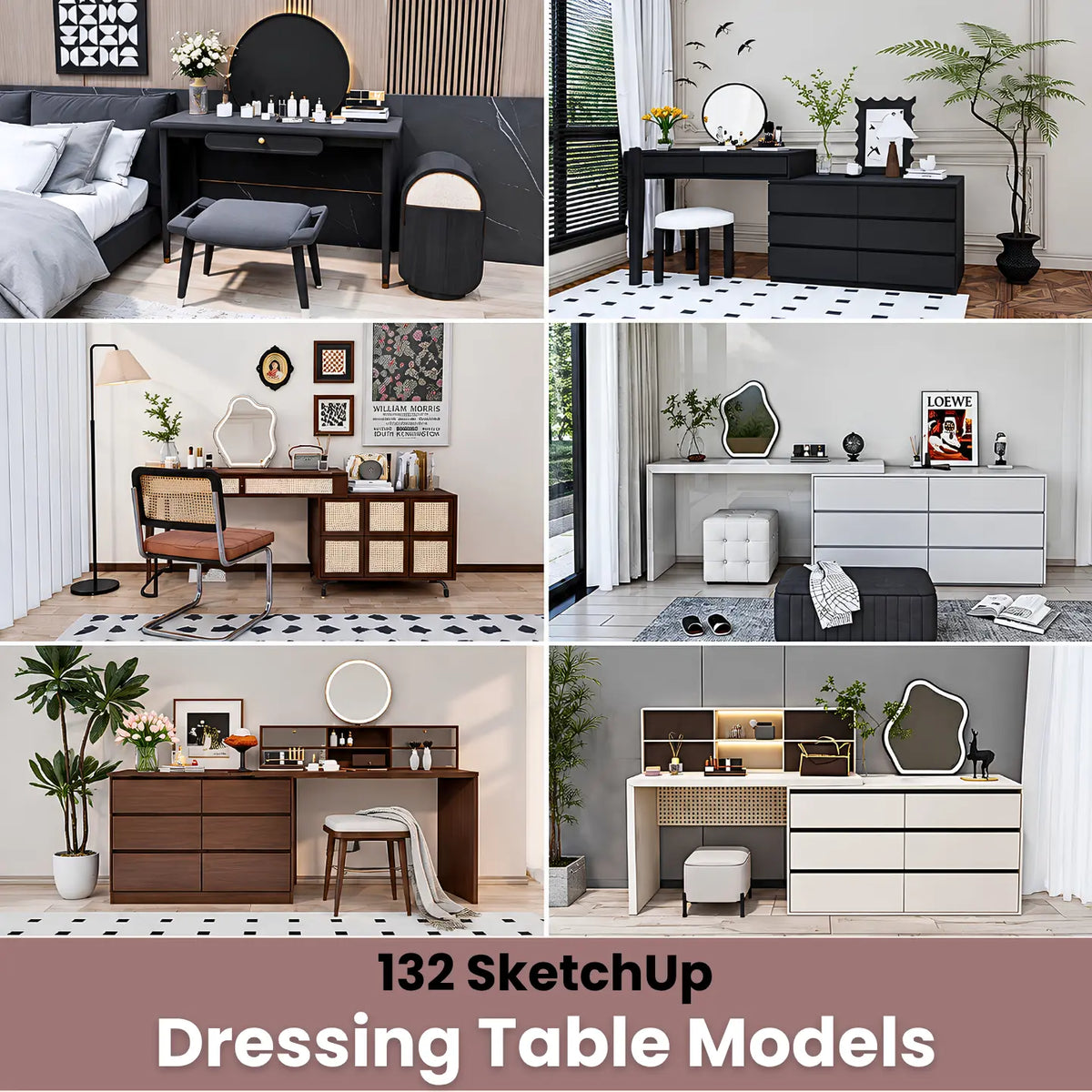 132 SketchUp Dressing Table Models