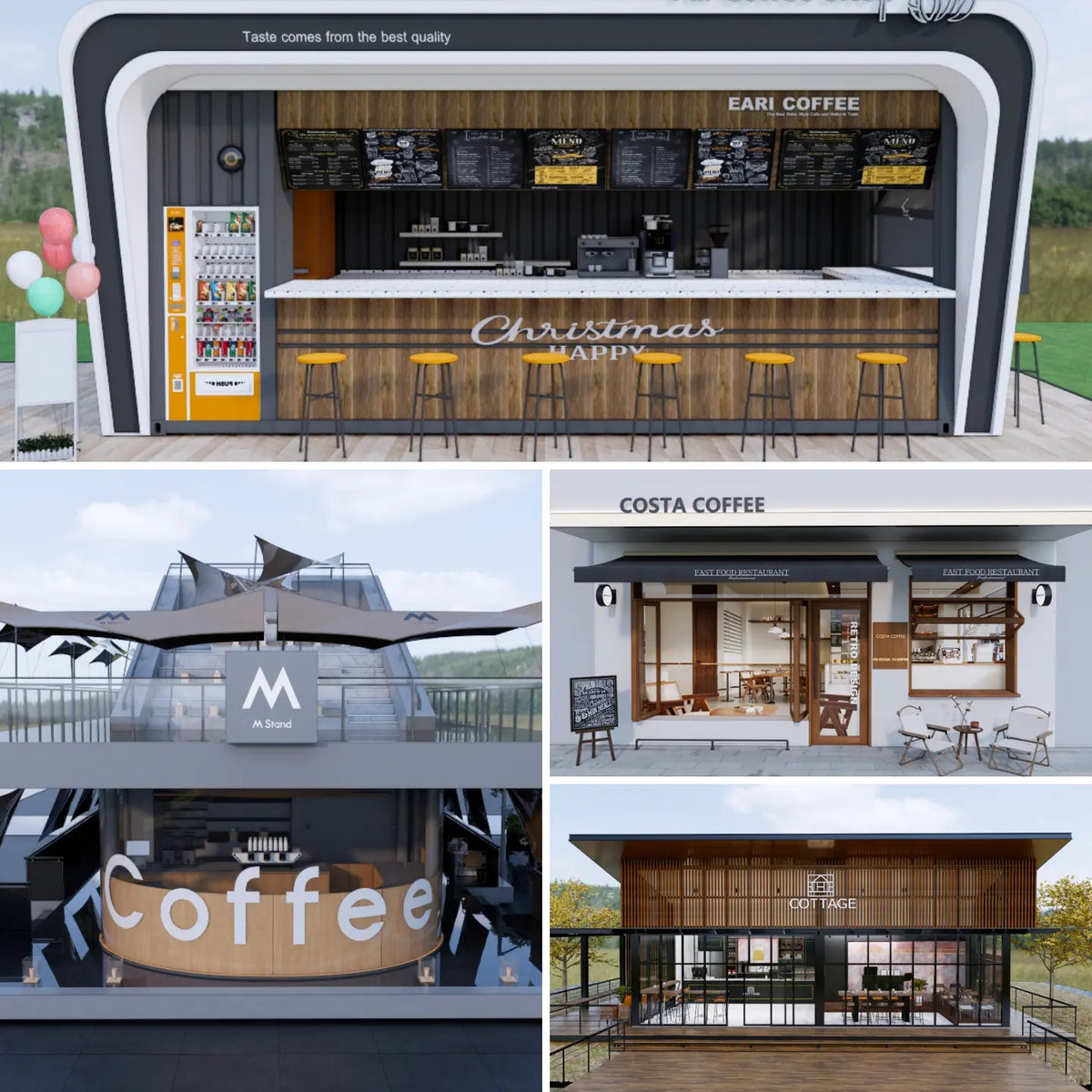 114 SketchUp Café & Restaurant Exterior Models