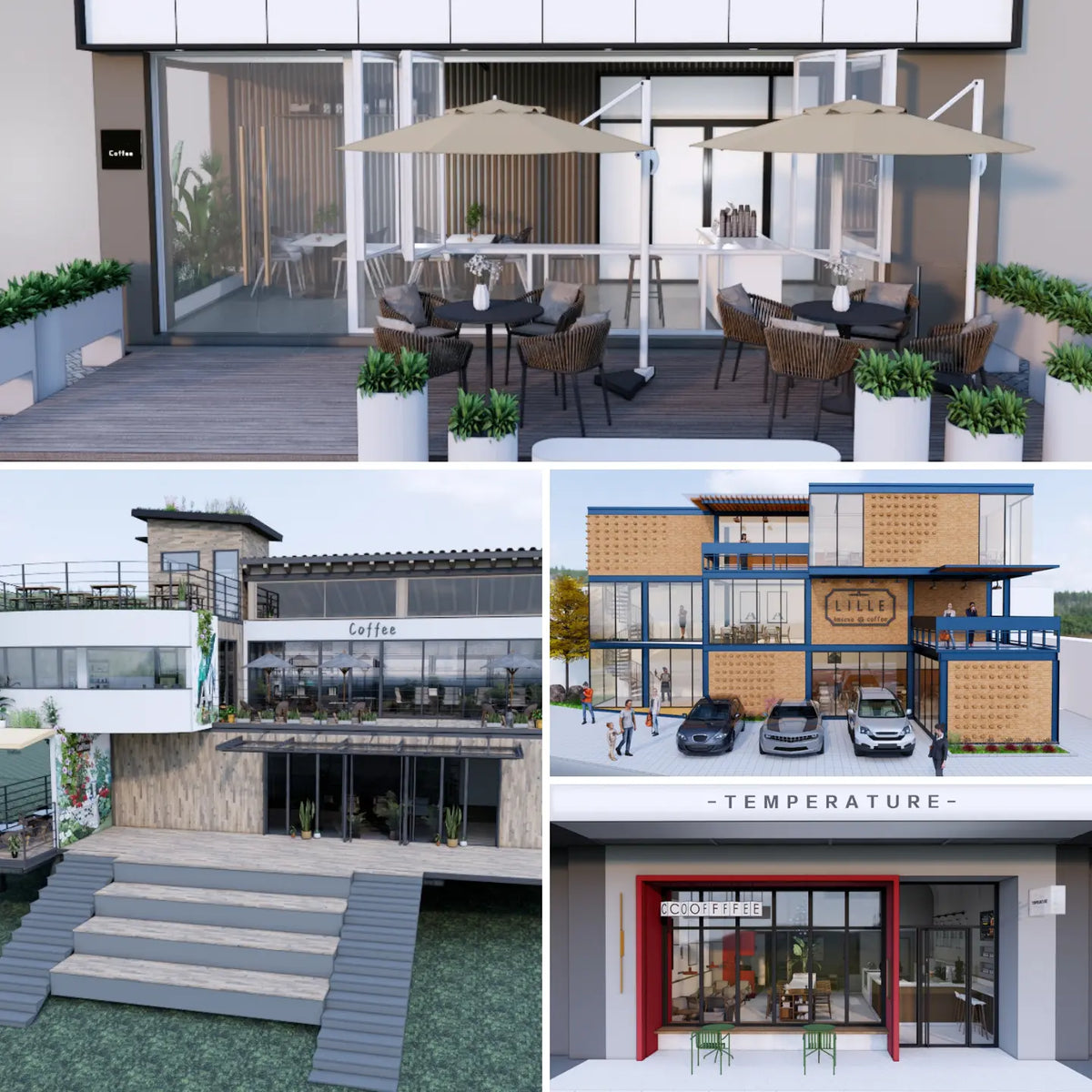 114 SketchUp Café & Restaurant Exterior Models