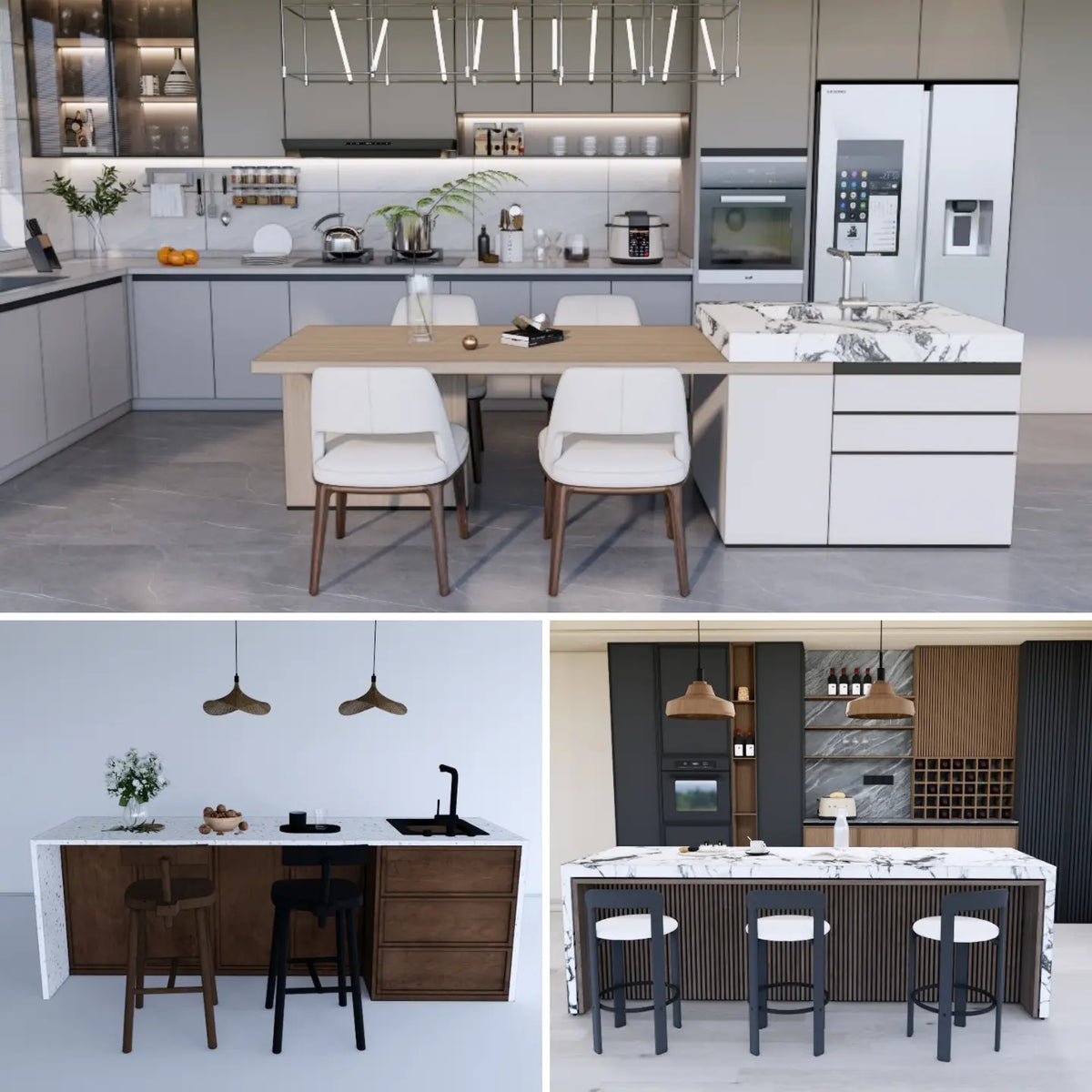 700 SketchUp Bar Counter & Kitchen Island Models