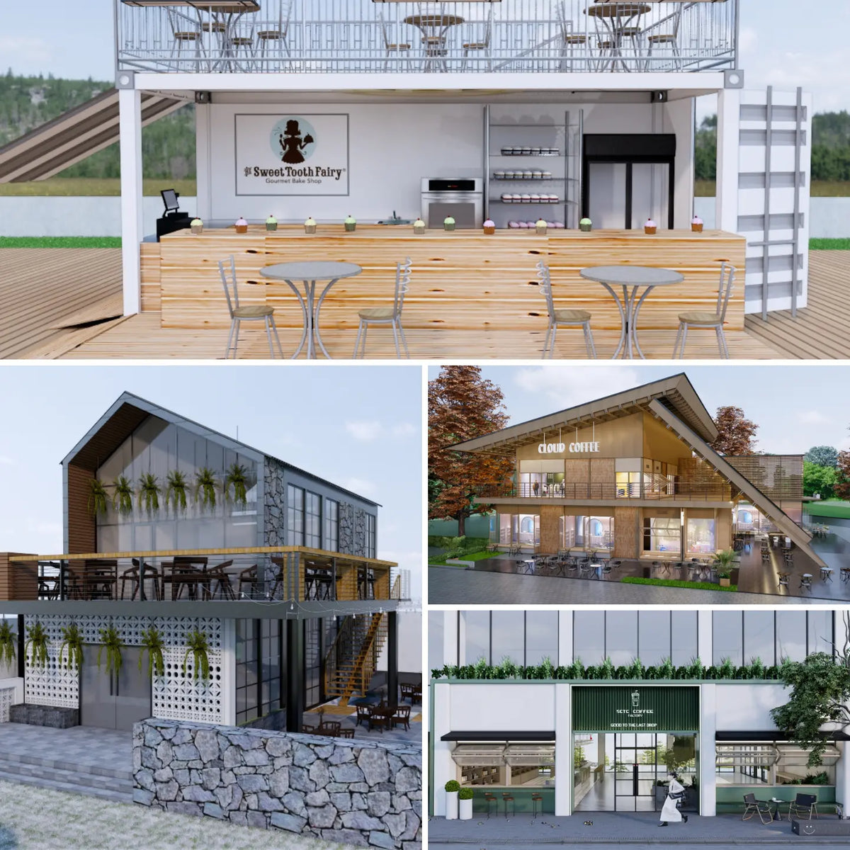 114 SketchUp Café & Restaurant Exterior Models